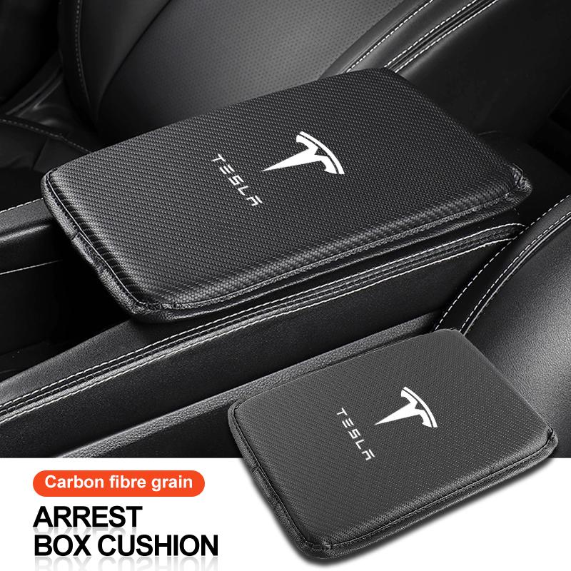 1Pcs Leather Center Console Covers Car Armrest Box Mats Styling For Tesla Model S Model X Model Y Cybertruck Model 3 Model Y