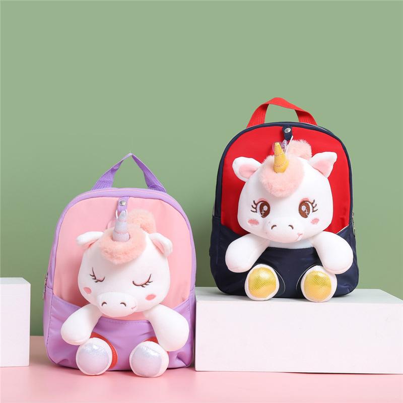 Magical Cartoon Backpack with Removable Plush Doll - Perfect for Your Little One's Nursery Adventure! Kids Girls Backpacks