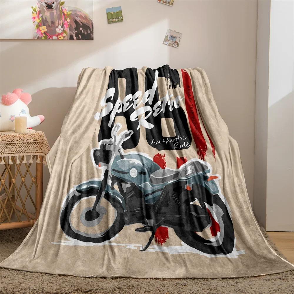 Motorcycle Flannel Throw Blanket Extreme Sport Theme Cozy Bed Blanket Lightweight Warm Blankets for Couch Sofa Office Super Soft