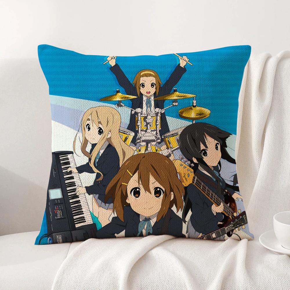 Anime K-K-On Cushion Cover Summer Coolness Linen Fabric Double-Sided Printing Pillow Case Sofa Home Decor Gift