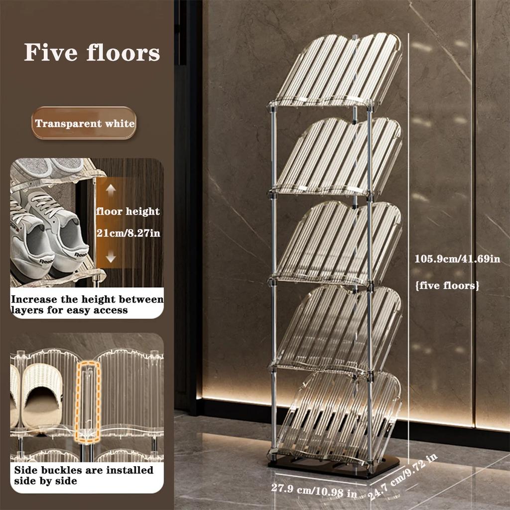 Multi-Layer Household Shoe Storage Rack Transparent Stackable Shoe Rack Easy To Install Space-Saving Shoe Cabinet for Apartment