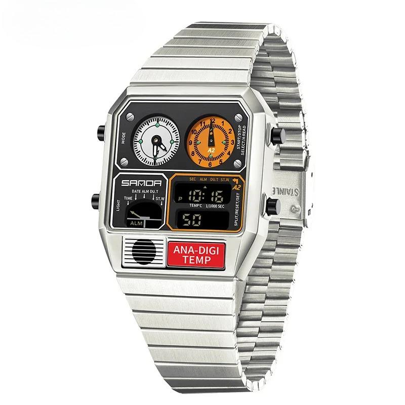 3192 Fashion Electronic Watches for Man Square Dial Waterproof Luminous Chronograph Multifunction Sports Men Digital Watch