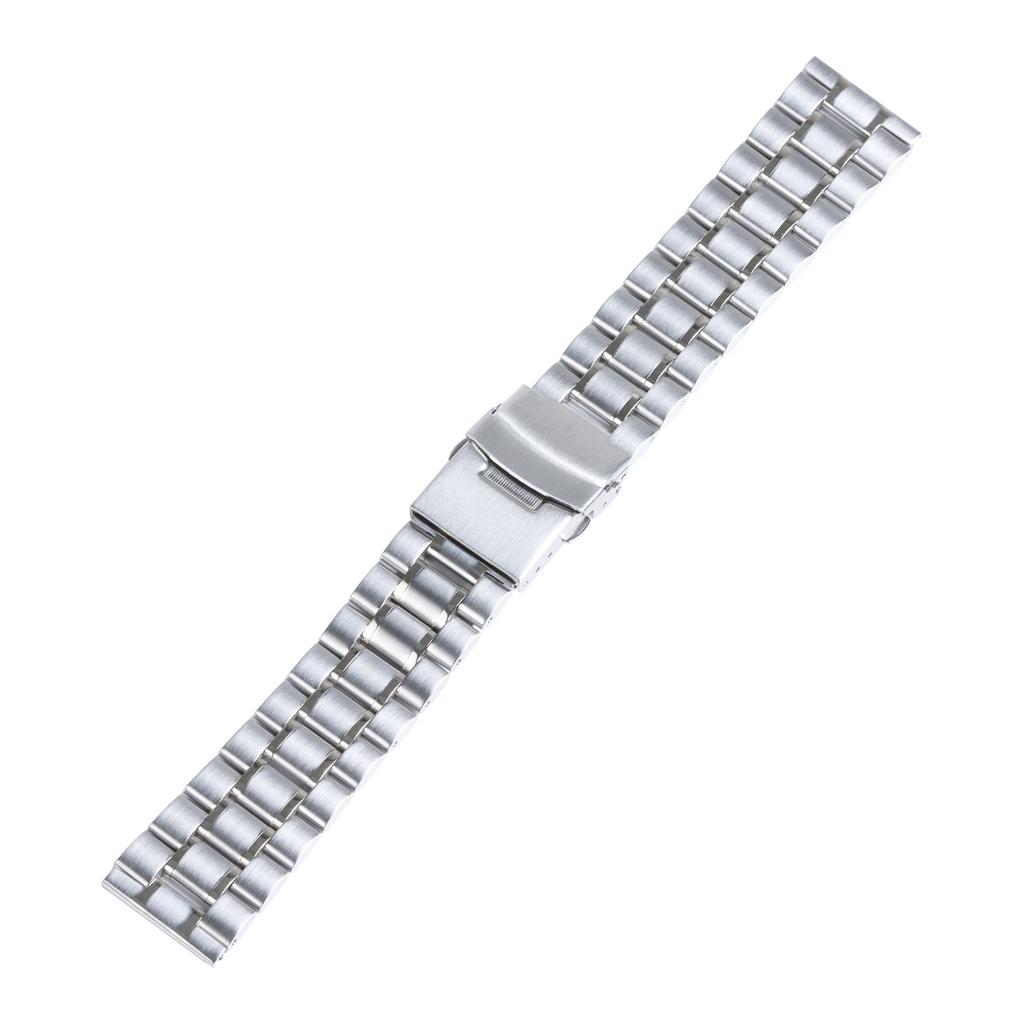 Solid Stainless Steel Strap 18 20 22 24mm Silver Metal Double Press Folding Buckle for Men Women Bracelet Watch Band for Seiko