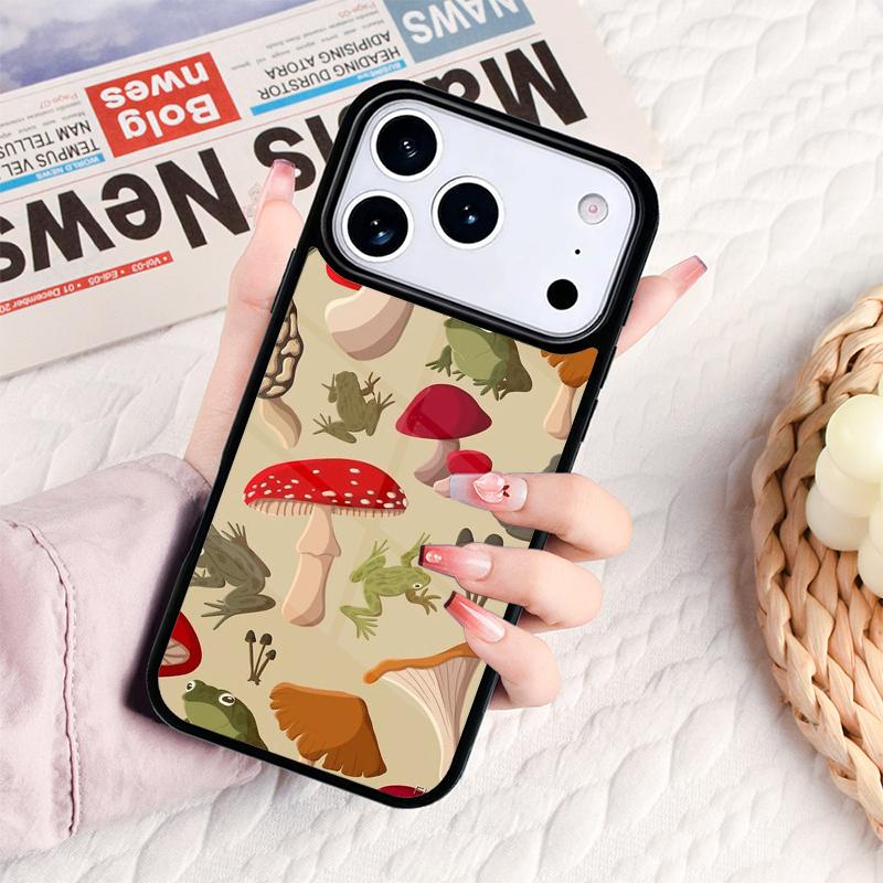 Mint Green The Frog Mushroom Phone Case For IPhone 17 16e 15 14 13 12 11 Pro Max Air Mini Soft Protective Cover