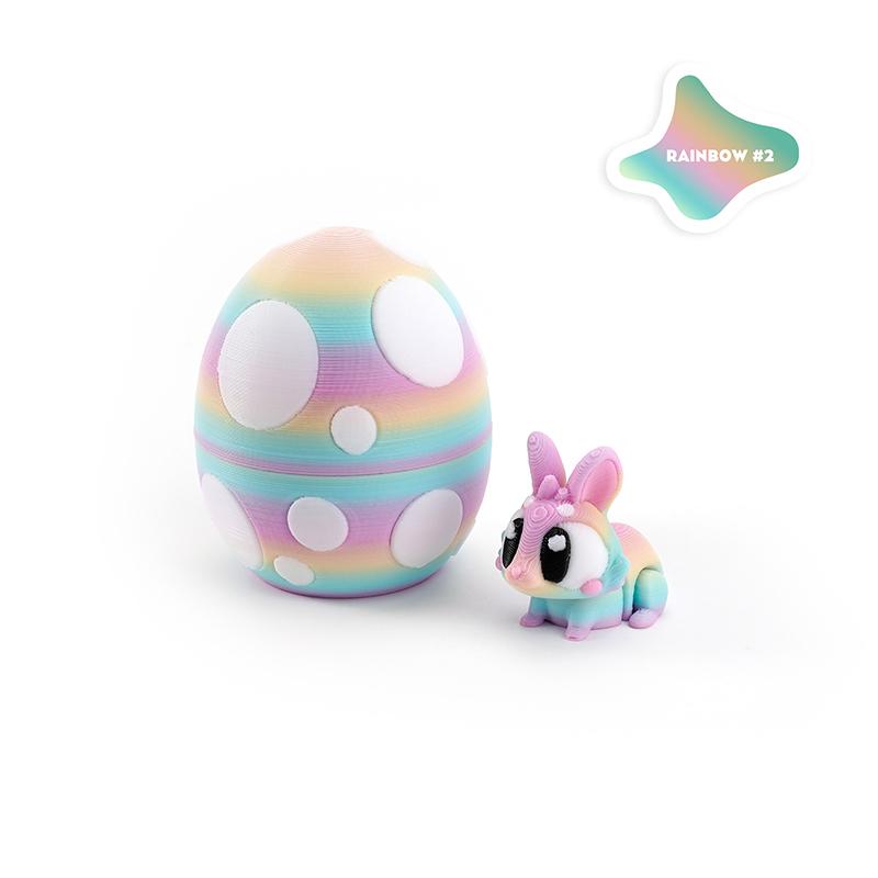 

Cute 3D Printed Rabbit Eggs Animal Model Toys Colorful Easter Rabbit Home Desktop Decor Ornament Happy Easter Gifts For Kids