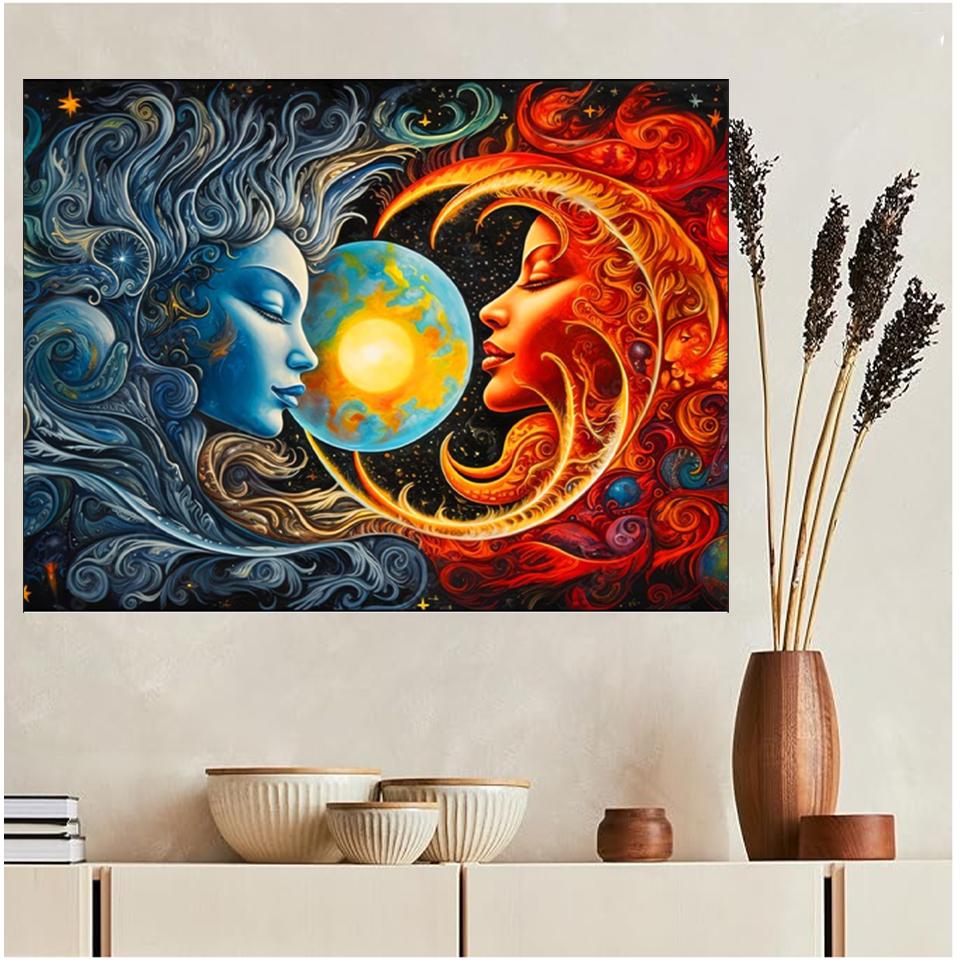 DIY 5D Diamant Malerei Kunst Kit Der Mond Und Die Sonne Handwerk Geschenk für Handgemachte Home Decors Strass Kreuz Stich 2024 Neue