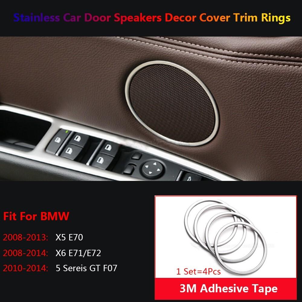 Stainless Car Interior Door Speaker Rings Cover Trim For BMW X5 X6 E70 E71 4Pcs