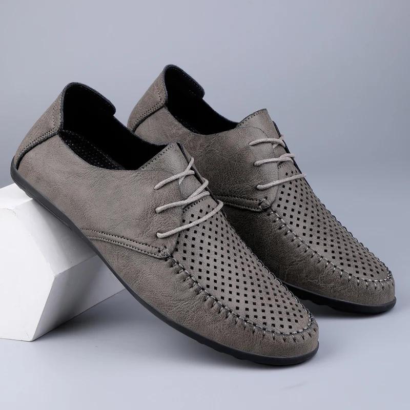 

Men Shoes Fashion Formal Shoe Breathable Leather Mockasins Italian Driving Shoes Black Size Designer Shoe Casual Shoes for Men 38 сірий колір