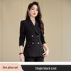 Women's Autumn Black Double-Breasted Blazer and Pants Set - Professional Slim Fit for Business and Interviews