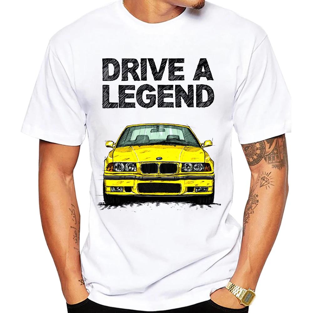 Drive A Legend E36 M3 Compact 90's T-Shirt Summer Men Short Sleeve Harajuku BM Car Design Boy Casual Tops Hip Hop White Tees