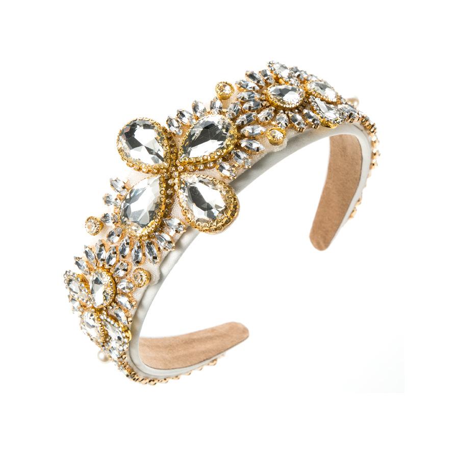 Statement Mixed Shape Colorful Rhinestone Headband Teardrop Gem Cluster Hair Hoop Extravagant Runway Show Party Hairbands Women