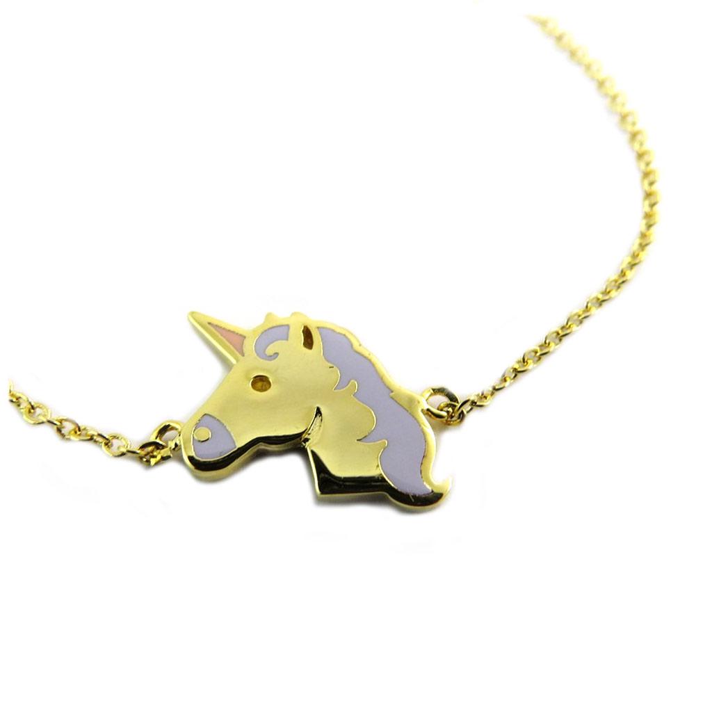 7bis [P8249] - Brățară artizanală 'Licorne My Unicorn' mov auriu - 14x13 mm