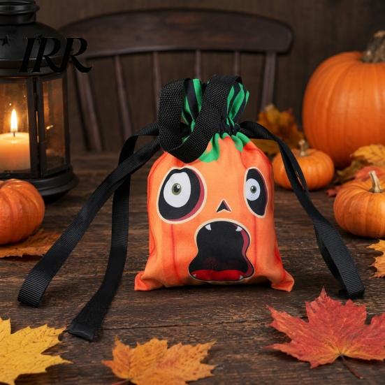 Halloween Candy Bag Pumpkin Ghost Tote Bag, Trick or Treat with Thick Cotton Double Side Print, Sturdy Reusable Party Favor Gift for Kids Durable Or