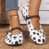 Women's Vintage Polka Dot Mary Flats with Plush and for Fall Winter