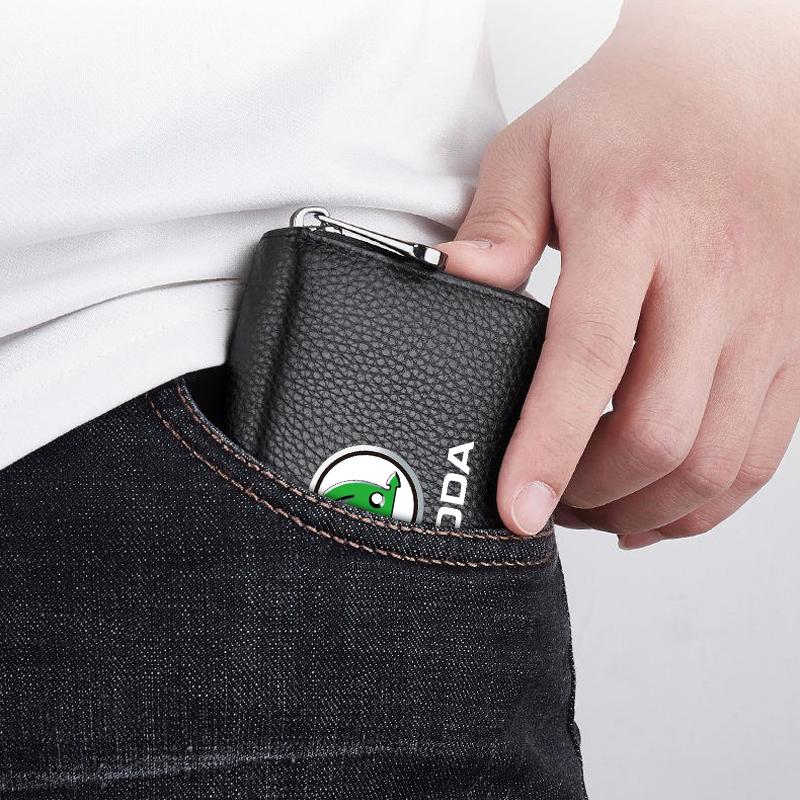 Leather Car Driver's License ID Card Bank Card Wallet Car Styling For Skoda Octavia Superb Rapid Kodiaq Karoq Fabia Kamiq Roomster Citigo