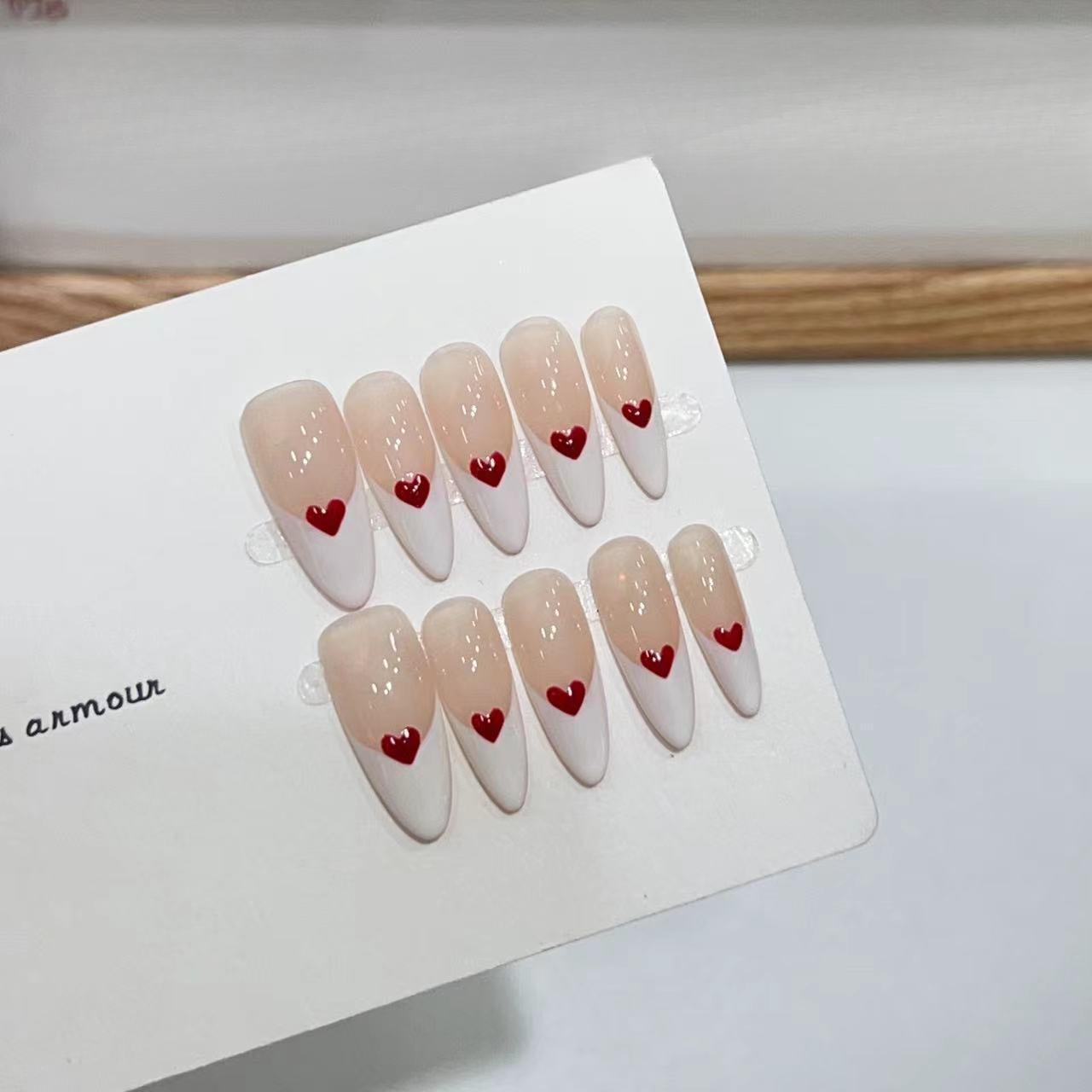 

Нейл-арт в доспехах, накладной ноготь ручной работы, белый французский стиль Love Pure Style, продукт для нейл-арта large L