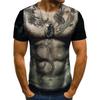 Summer Fashionable Casual Large Loose Creative Fun Muscle Christmas 3D Printed Men's T-shirt Comfortable Breathable Short Sleeved Round Neck T-shirt