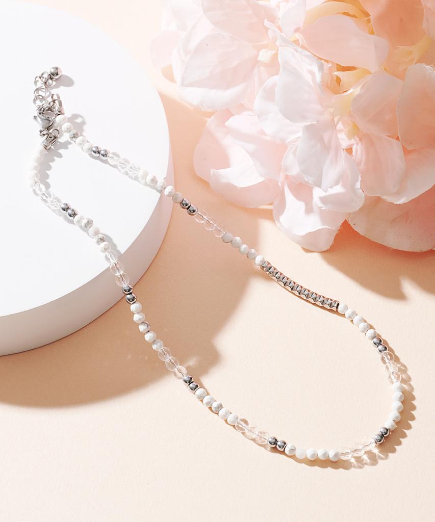Polalita Crystal White Steel Bar Bracelet (Plt-Br-045_Wt)