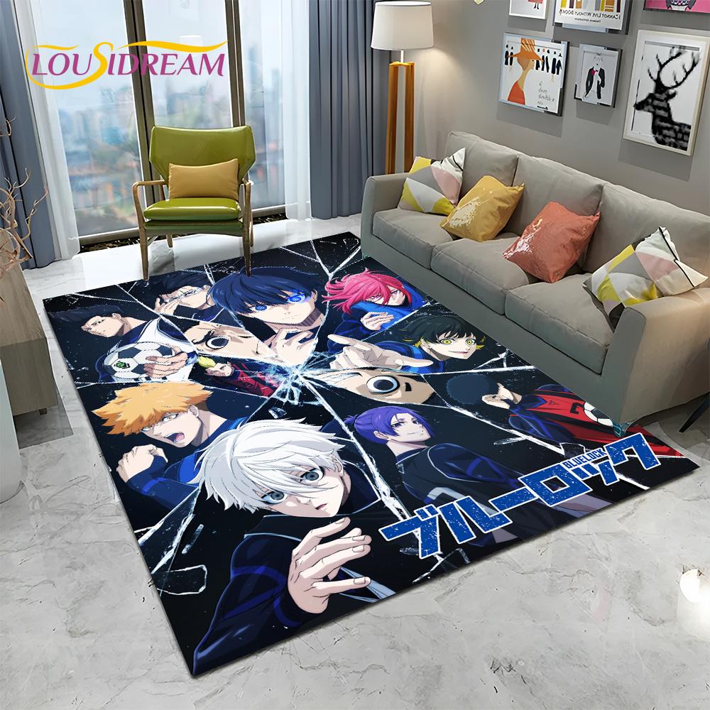 Teppich mit Cartoon-Motiv, blaues Schloss, Fußball, Anime, für Zuhause, Wohnzimmer, Schlafzimmer, Sofa, Fußmatte, Dekoration, Kinderspielbereich, rutschfeste Bodenmatte