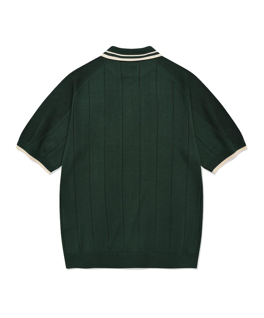 COVERNAT Skipper Collar Half Knit Green