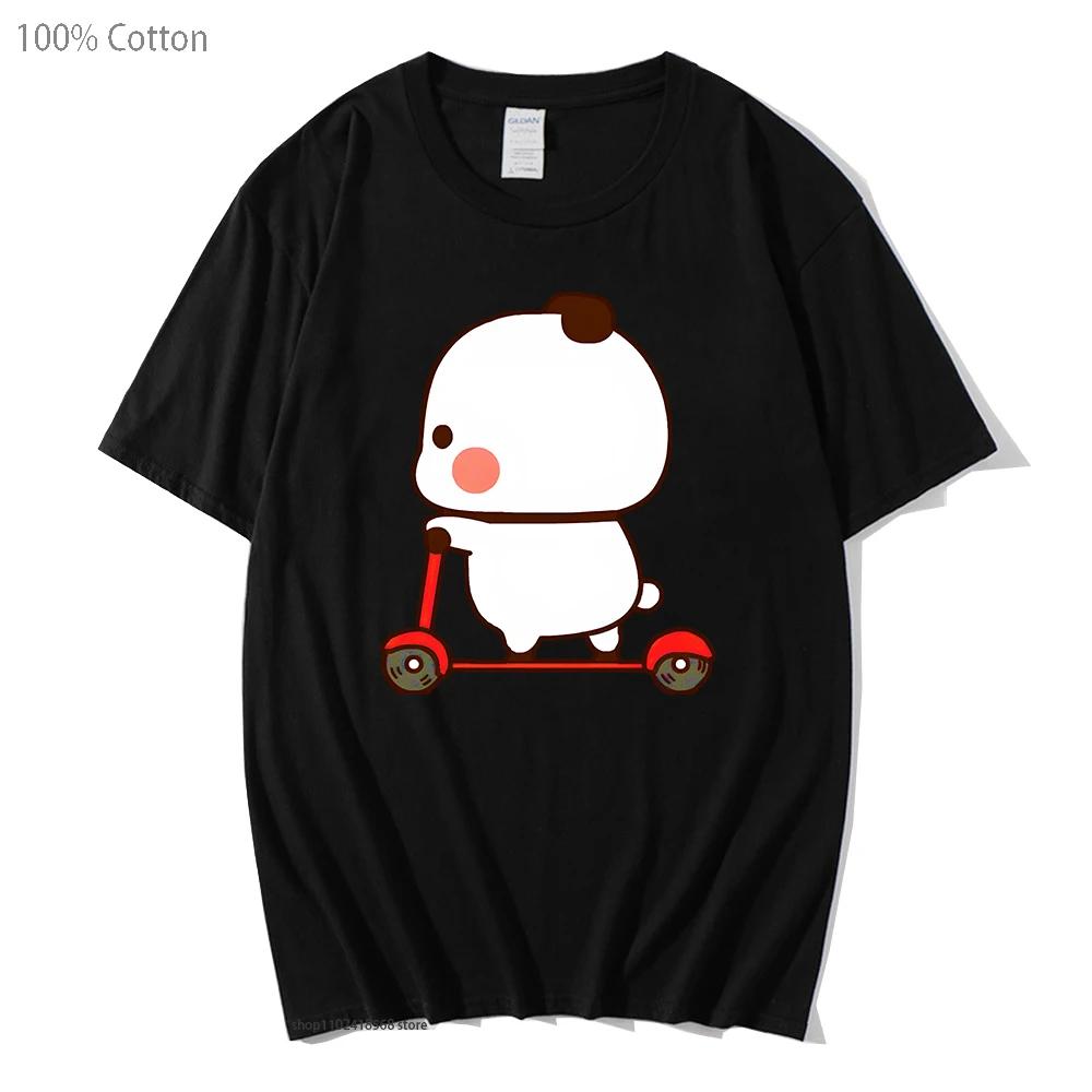 Cute Couple Shirt Cute Bubu and Dudu Are Playing Scooter Together Graphic T-Shirts Men's Clothes Panda Bear Cotton Top