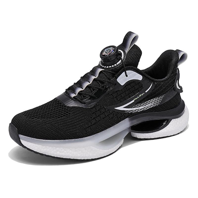 2025 new sports shoes men's rotating button running shoes ultra-light shock-absorbing mesh breathable men's shoes live broadcast