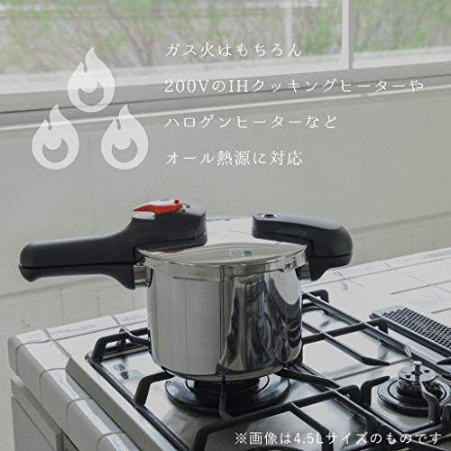 PEARL METAL One-Handed Pressure Cooker, 2.5L, Induction Compatible, Stainless Steel, Pressure Switching, Recipe Included, Economy Cook, H-5434