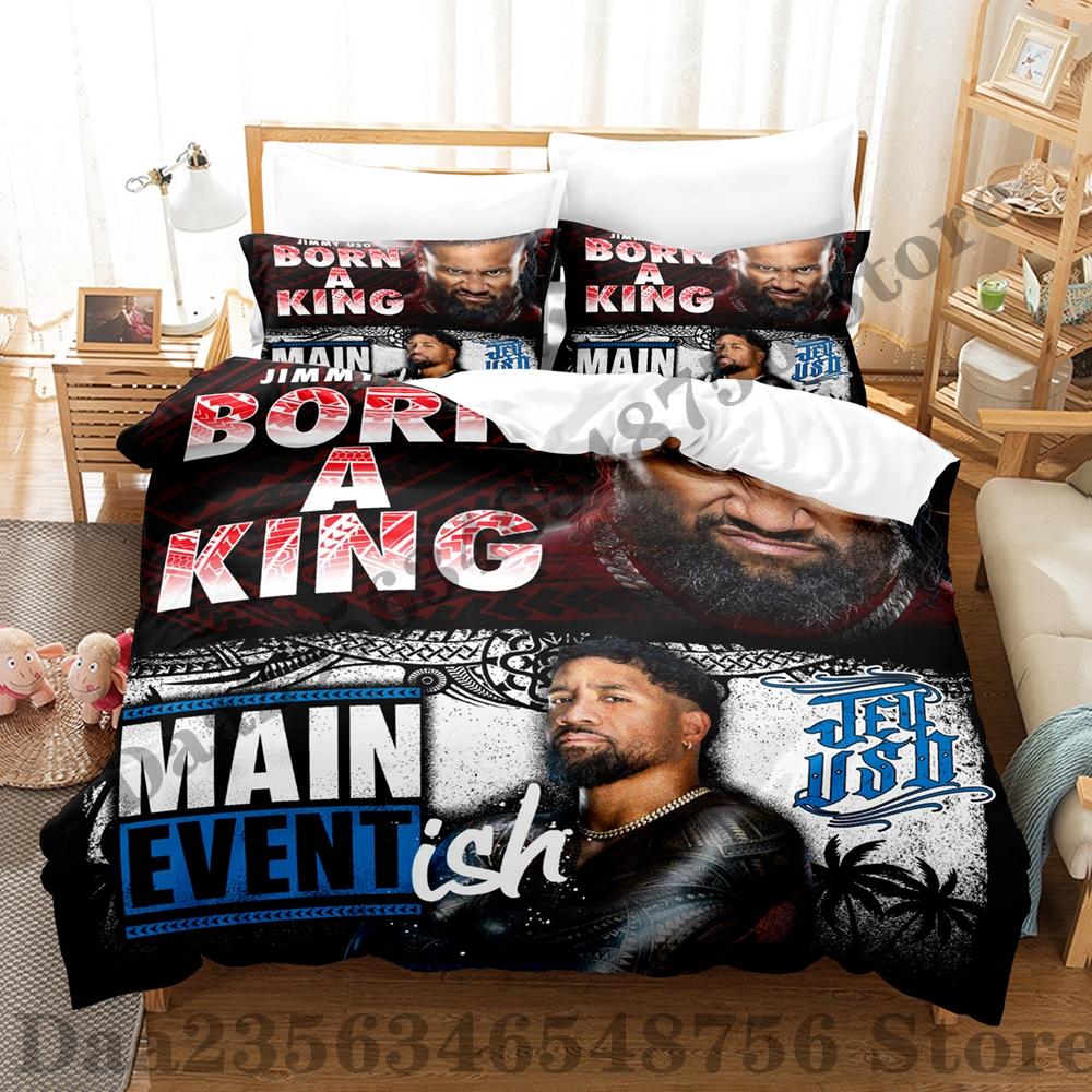 

Jey Uso Bedding Set Single Twin Full Queen King Size Bed Set Adult Kid Bedroom Duvetcover Sets Anime Bed Sheet Set EU Single(135*200cm)3pcs