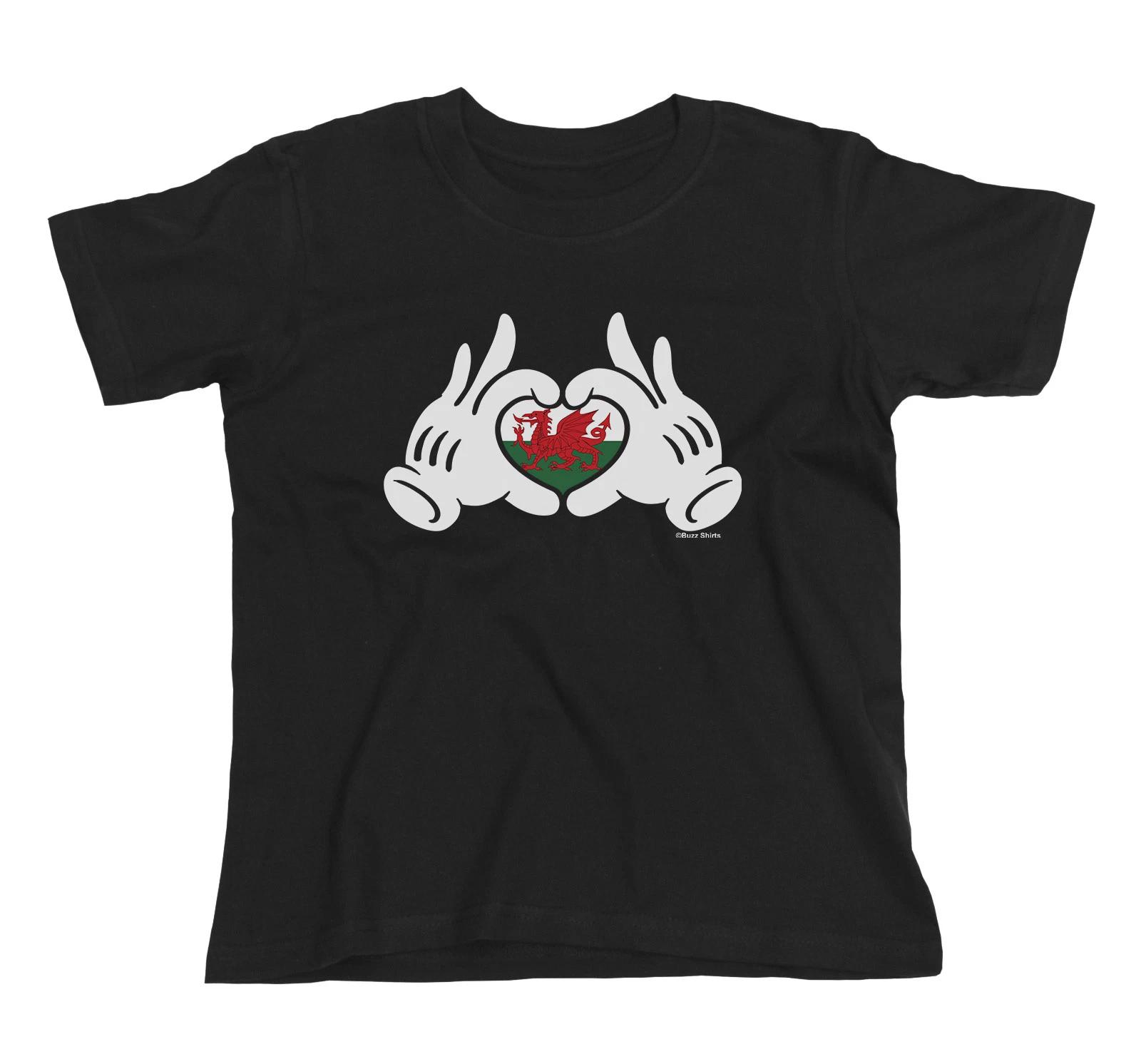 Kids WALES Design T-Shirt CARTOON HANDS RUGBY FOOTBALL 6 Nations 160