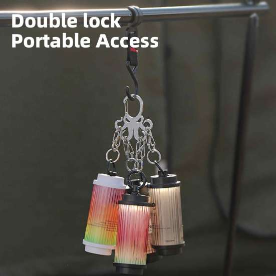 Schlüsselanhänger aus Edelstahl mit Oktopus-Motiv und abnehmbaren S-förmigen Haken. Robuster, tragbarer Autoschlüsselhalter für Outdoor-Camping, Karabiner mit Metallschnalle zum Aufhängen.