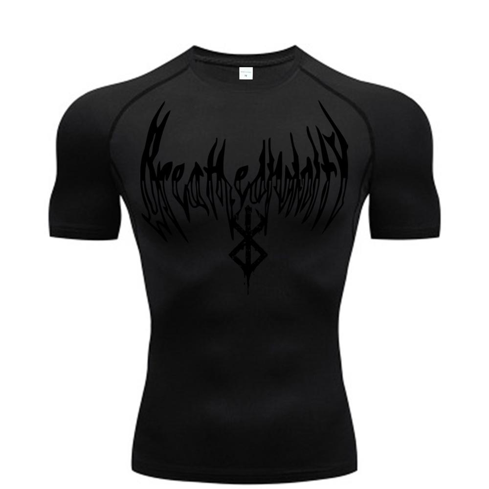

Summer Quick Dry Breath God Compression Shirt Short Sleeve Top Muscle Gym Fitness At Black Wolf Club Y2K Sports Running T-shirt S