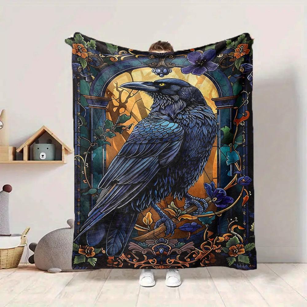 1pc Raven Ornament Blanket Lightweight Blanket Throw Blanket For Sofa, Bed, Travel, Camping, Livingroom, Office, Couch, Chair Yy251010057