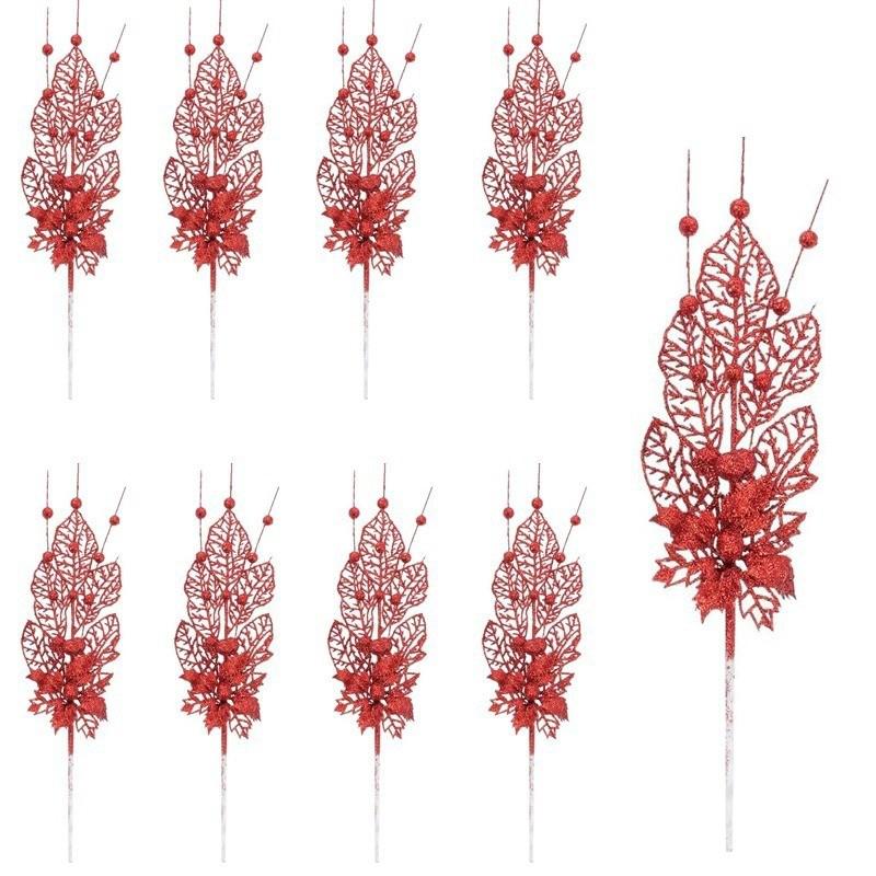16.5in Navidad Christmas Tree Decoration Artificial Glitter Stems Xmas Tree Hanging with Flower Wreath Gift New Year Home Decor