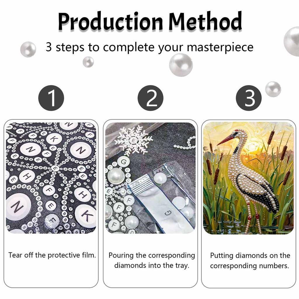 Crane pearl painting handmade DIY 5D creative ornaments living room home decoration painting