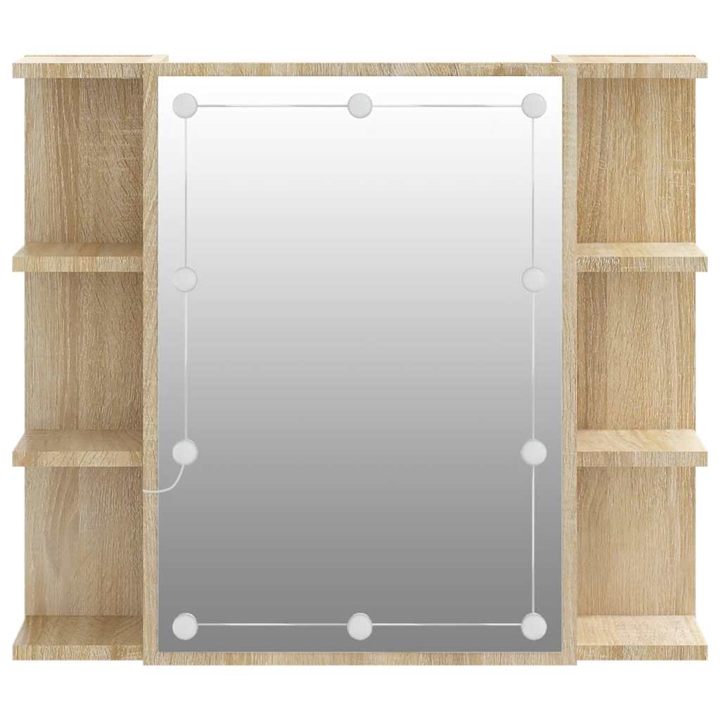 LED Mirror Cabinet In Sonoma Oak 70 X 16.5 X 60 Cm