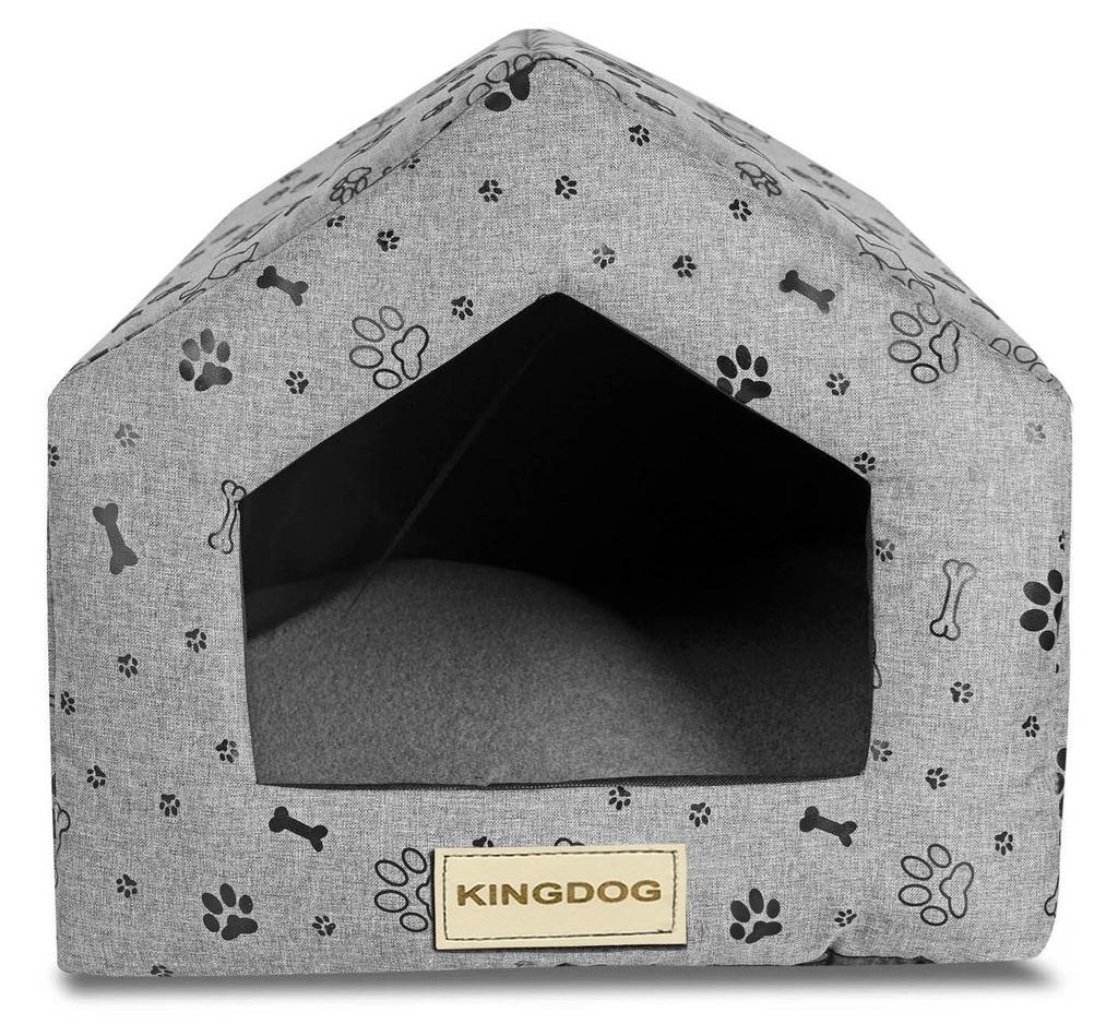 Hundehausbett 50x40 cm Wasserdicht Knochen Schwarz