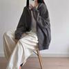 Lazy wind premium gray sweater jacket women's spring and autumn casual sports hooded zipper top cardigan versatile