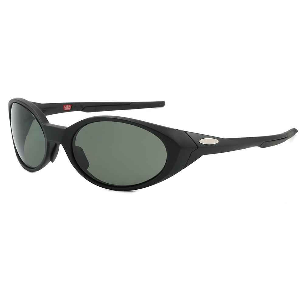 New outdoor sports cycling nylon polarized sunglasses for men and women, trendy retro travel and driving sunglasses9438 Black Frame Gray Piece