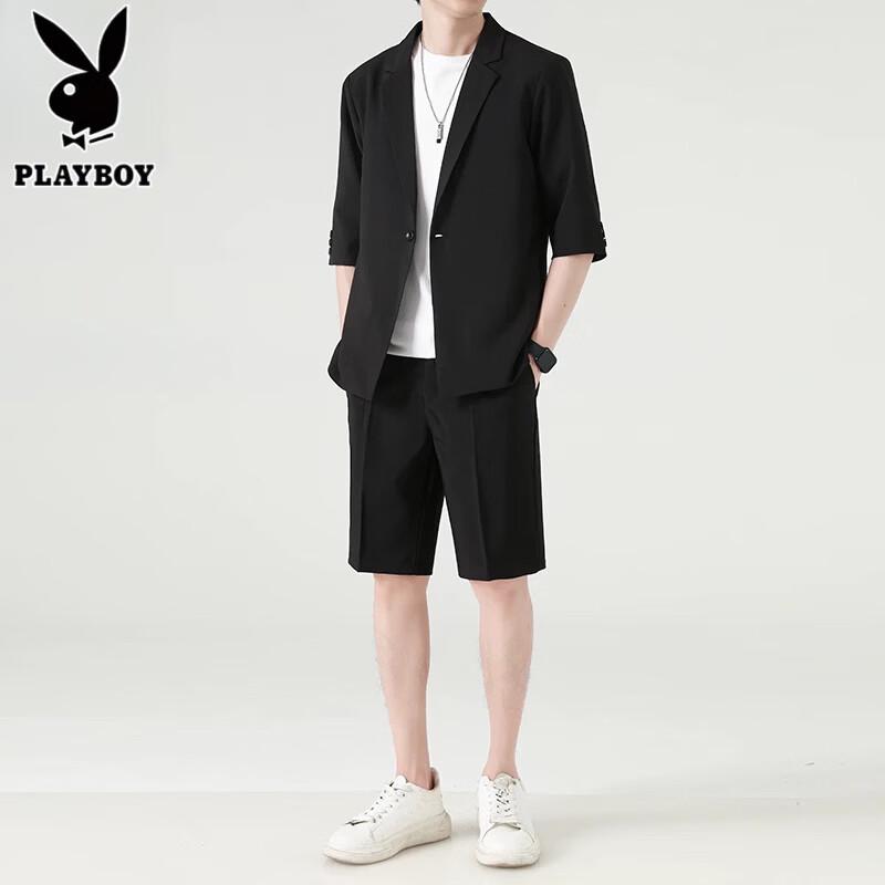 Playboy Men s Casual Short Sleeve Suit  Shorts Set M