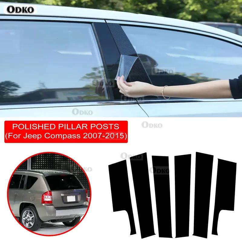 Fit For Jeep Compass 2007-2012 2013 2014 2015 Gloss Paino Black Pillar Posts Door Side Window Decor Column B C Sticker Cover