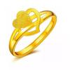 Gilded Brass Adjustable Heart Floral Ring for Women - Imitation Gold