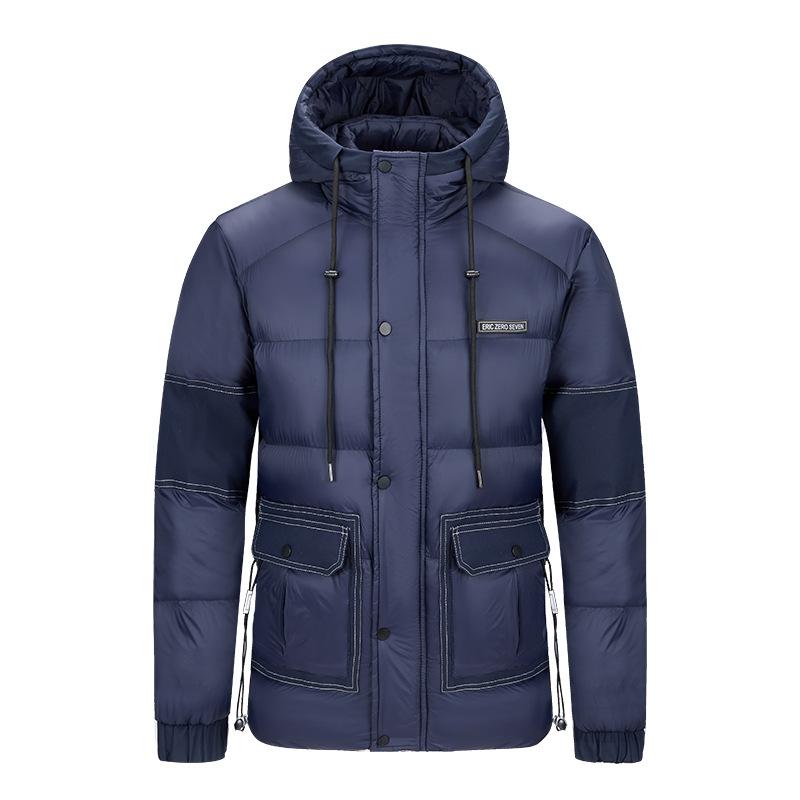 

Зимняя мужская повседневная теплая одежда, на флисе и утолщенная, многокарманная, со съемным капюшоном, куртка, одежда, рабочий ветер XXXXL темно-синий