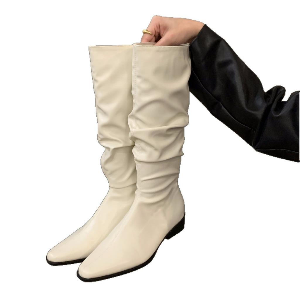 French Temperament But Knee Boots Women's British Style High Knight Boots Inner Height Increase Elastic Thin Boots