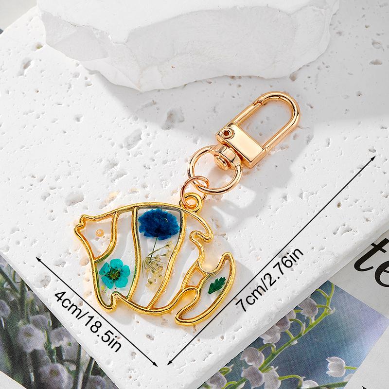 

1шт Водопад красочный держатель для ключей креативный брелок из смолы с металлическим покрытием сушеный цветок неправильной формы бабочка и рыбий хвост