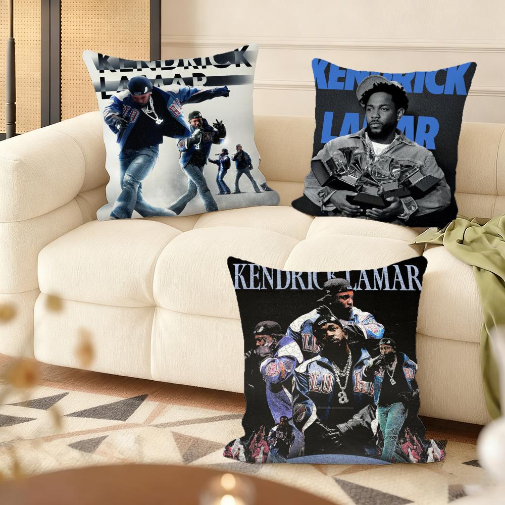 Kendrick L-L-Lamar Singer Cushion Cover Silky Short Plush Home Sofa Cushion Cover - Invisible Zipper Home Decoration