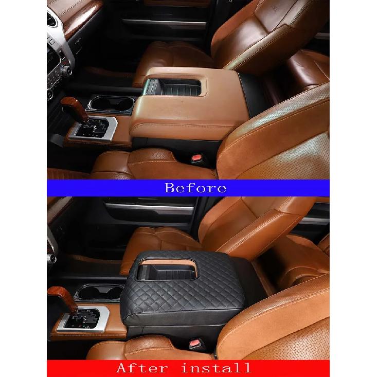 Für Toyota Tundra 2007-2021 PU-Leder Auto Innenraum Mittelkonsolenabdeckung Armlehnenbox Schutzabdeckung Zierleiste Innenraumzubehör