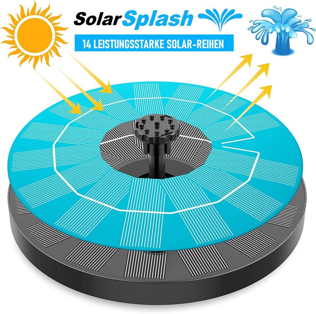 SOLARSPLASH Solar Fountain Pump Water Feature Pond Pump Fountain 3.5w 160mm