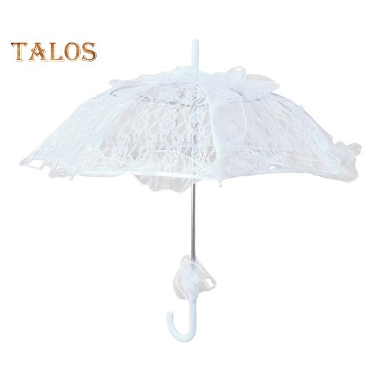 

Винтажный кружевной вышитый зонт с длинной ручкой, легкий декоративный зонт для свадебной вечеринки, танцевального представления, зонт для фотосъемки 56CM белый