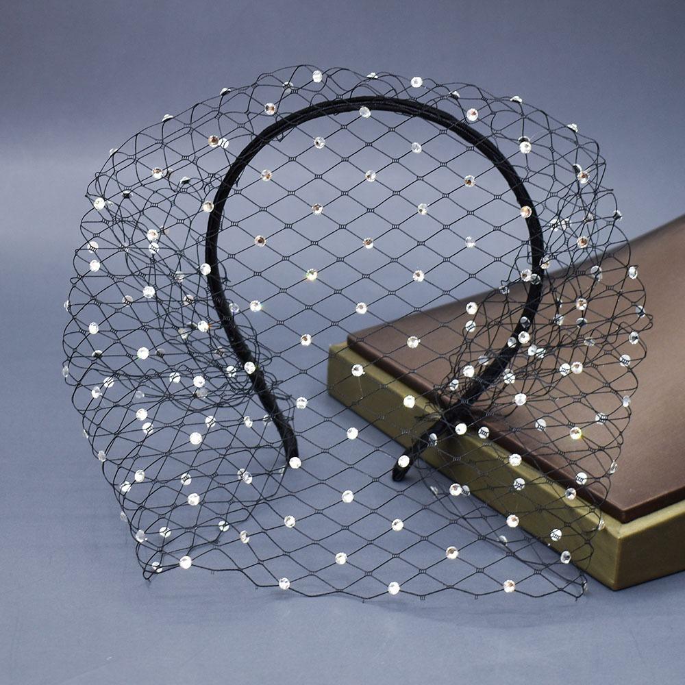 Elegant French Style Birdcage Veil Rhinestone Pearl Bridal Headwear Charm Shiny Bride Veils Women