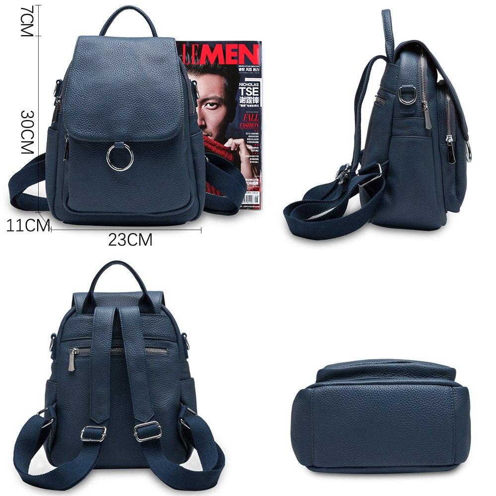 Zency New Fashion Damen Rucksack 100% Echtes Leder Winter Beige Täglich Casual Reisetasche Klassischer Schwarzer Schulranzen Rucksack